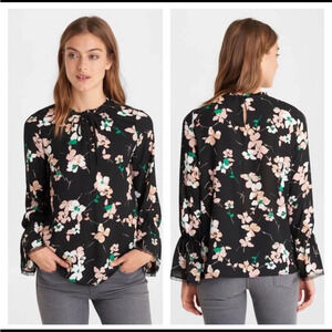 Karl Lagerfeld Floral Print Mock Neck Paris Blouse